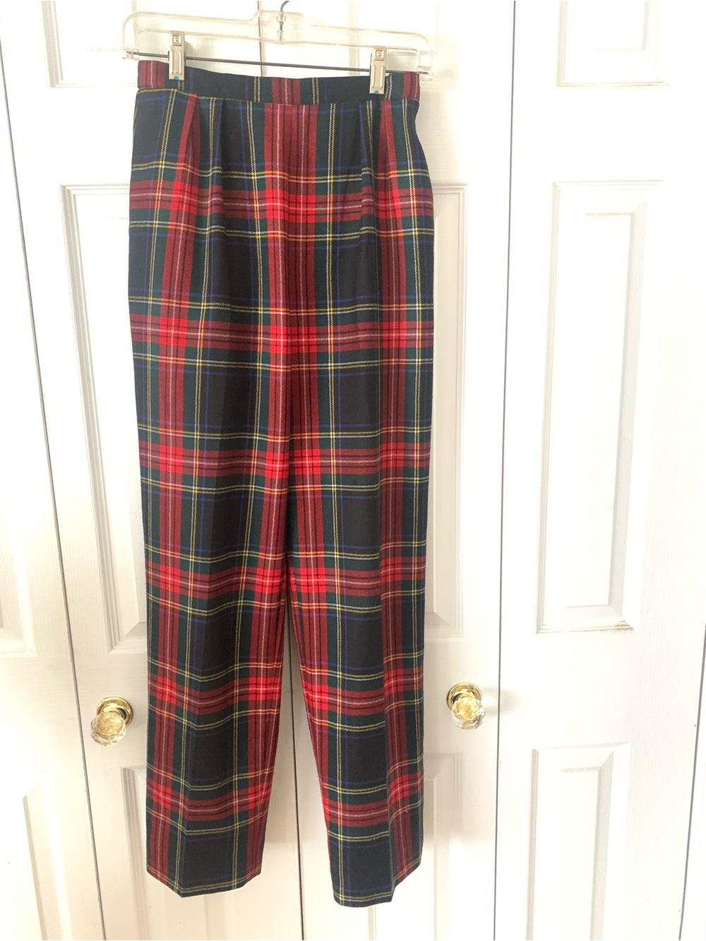Vintage Plaid Straight Leg Pants in Red, Navy and black- Classic Tartan